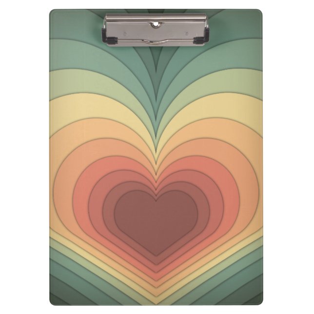 Modern Retro Funky Romantic Heart Clipboard (Front)