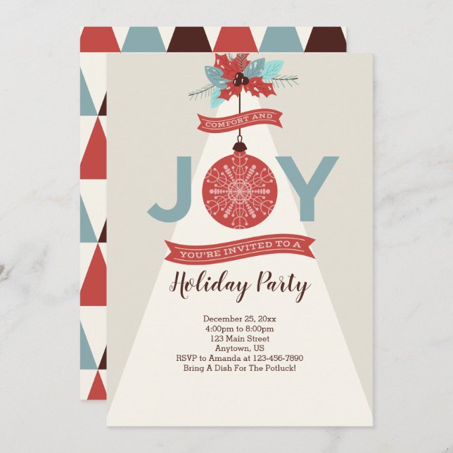 Modern Retro Geometric Christmas Invitation (Front/Back)