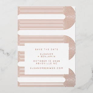 Modern Retro Geometric Luxe Rose Gold Save Date Foil Invitation