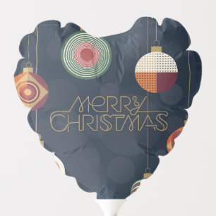 Modern Retro Geometric Merry Christmas Heart Balloon
