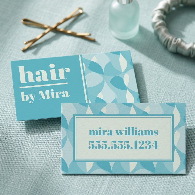 Modern Retro Geometric Pattern Business Card (Simulated business cards on table)