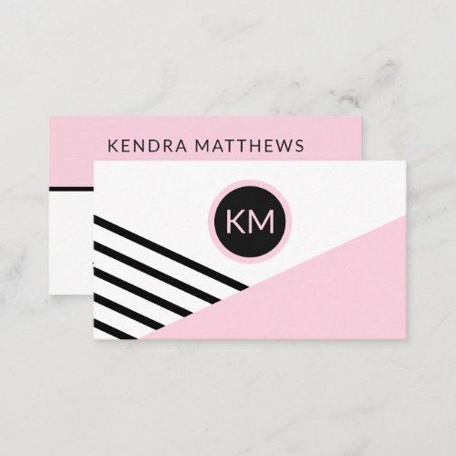 Modern Retro Geometric Pop Art with Monogram Business Card