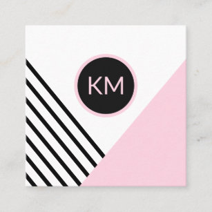 Modern Retro Geometric Pop Art with Monogram Logo Square Business Card