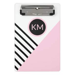 Modern Retro Geometric Pop Art with Monogram Mini Clipboard