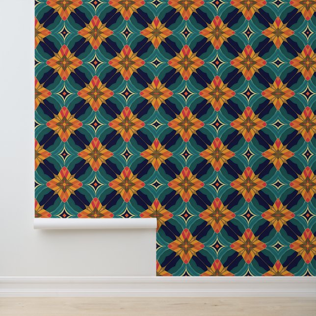 Modern Retro Geometric Star Pattern Wallpaper (Application)