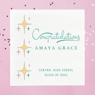 Modern Retro Girly Congratulations Graduate Napkins