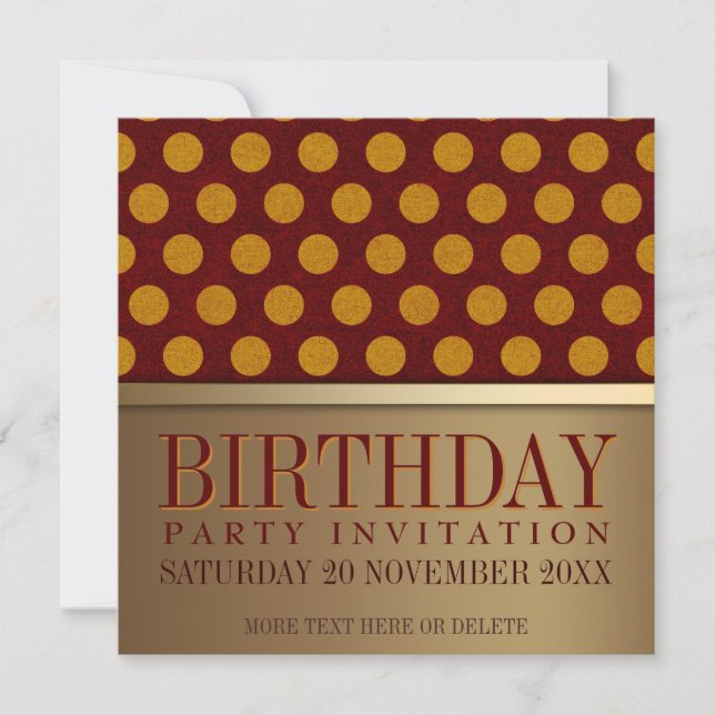 Modern Retro Gold Birthday Party Invitation Cards (Front)