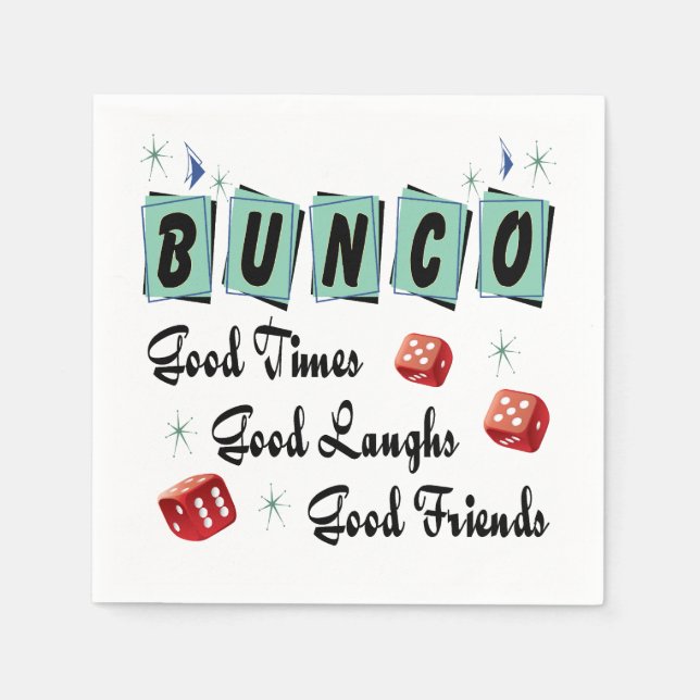 Modern Retro Good Friends Dice Bunco  Napkins (Front)