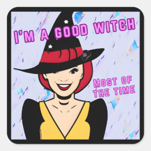 Modern Retro Good Witch Meme Color Pop Art Square Sticker