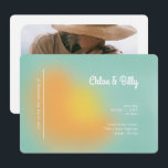 Modern Retro Gradient Mint Orange Photo Wedding Invitation<br><div class="desc">This bold and colorful wedding invitation feels like a summer celebration: This unique and stylish wedding invitation features a colorful gradient ombré effect in shades of mint green and orange. It is perfect for a summer wedding, a retro wedding or a beach wedding. The front features a colorful gradient background...</div>