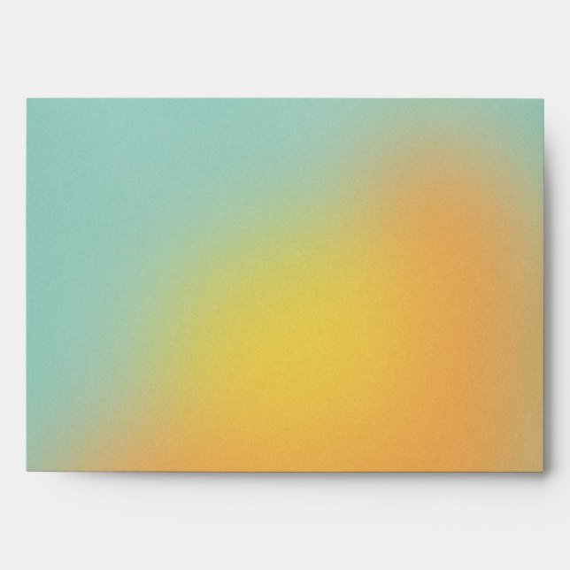 Modern Retro Gradient Ombré Mint Orange Wedding Envelope (Front)