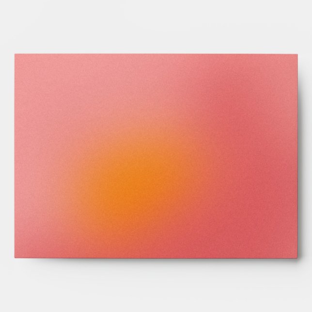 Modern Retro Gradient Ombré Pink Orange Wedding Envelope (Front)