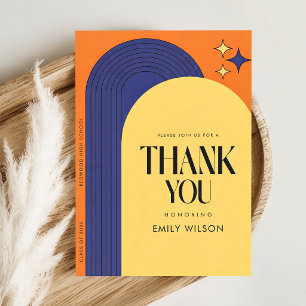 Modern Retro Graduate Graduation Party Thank You Postcard