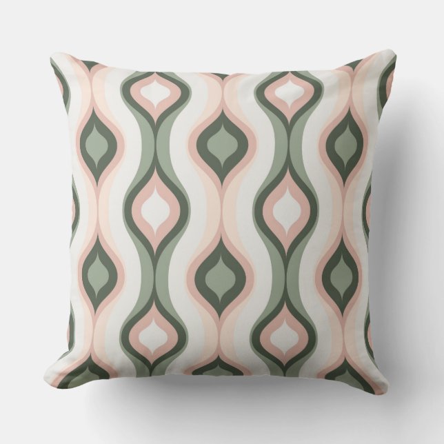 Modern Retro Green Outdoor Pillow (Front)