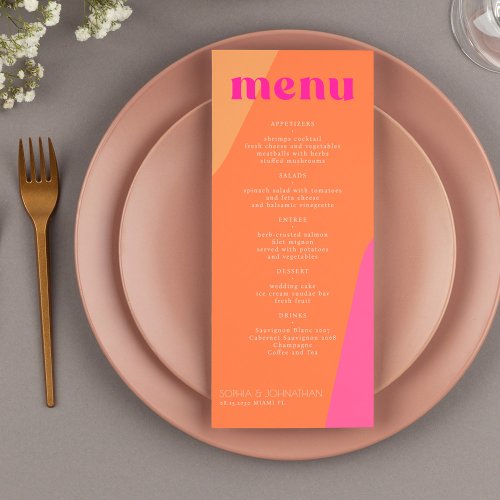 Modern retro groovy abstract template wedding menu