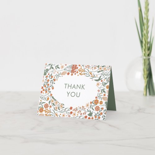 Modern Retro Groovy Floral Baby Shower Thank You Card