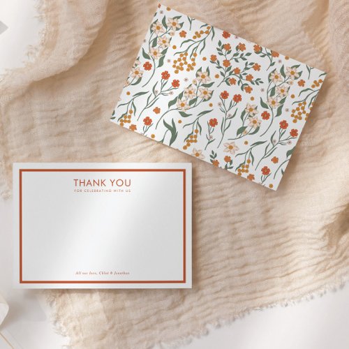 Modern Retro Groovy Floral Baby Shower Thank You Card