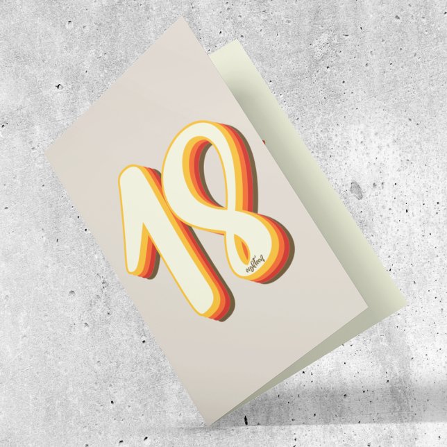 Modern Retro Groovy Gray Eighteen 18th Birthday Card (Creator Uploaded)