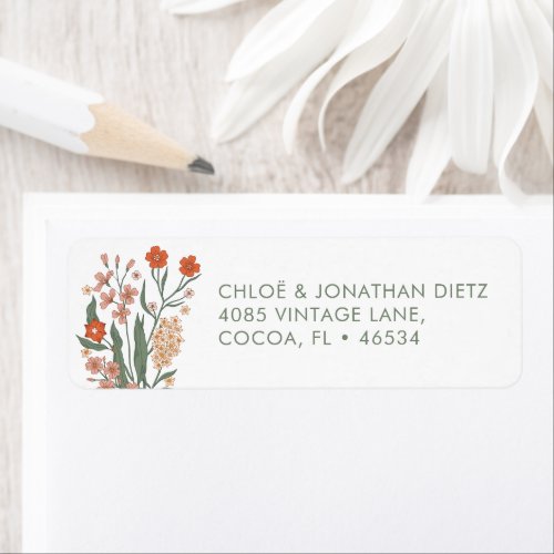 Modern Retro Groovy Orange Return Address Labels