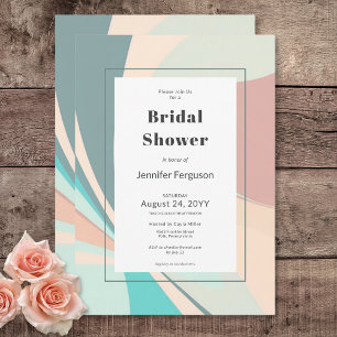 Modern Retro Groovy Peach Teal Aqua Bridal Shower Invitation