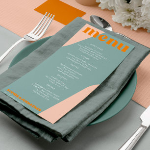 Modern retro groovy wedding template menu