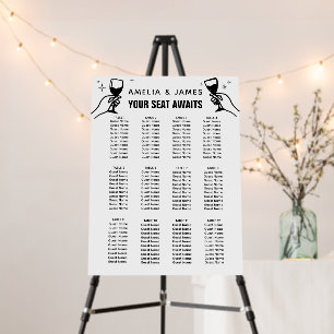 modern retro hand draw wedding Seating Chart  Foam Board
