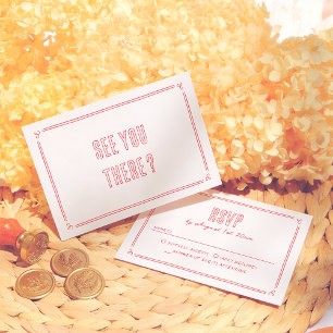 Modern Retro Hand Drawn Quirky Wedding RSVP Card