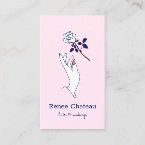Modern Retro Hand Holding Rose Floral Business Card