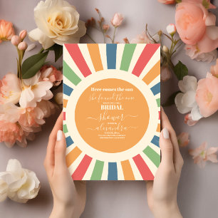 Modern Retro Here Comes the Sun Bridal Shower Invitation