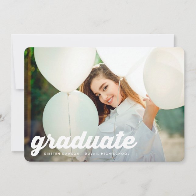 Modern RETRO High School 2 Photo graduation Announcement (Front)