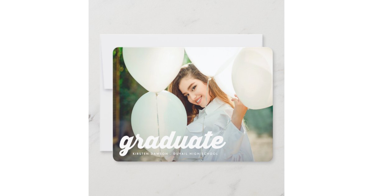Modern RETRO High School 2 Photo graduation Announcement