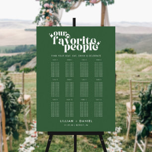 Modern Retro Hunter Green Seating Chart Foam Board