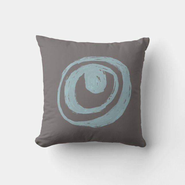 Modern Retro Inspired Squares in Gray Blue Throw P Pillow (Front)