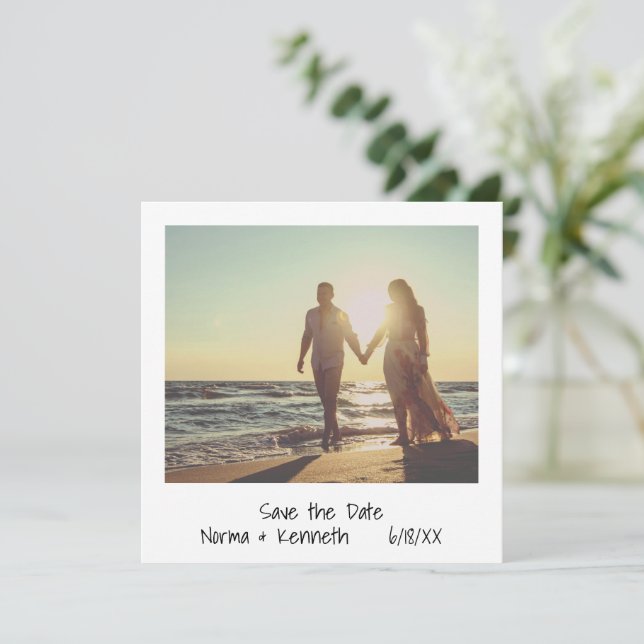 Modern Retro Instant Photo Wedding Save The Date (Standing Front)