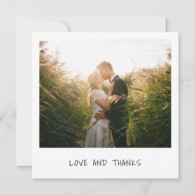 Modern Retro Instant Photo Wedding Thank You Card (Front)