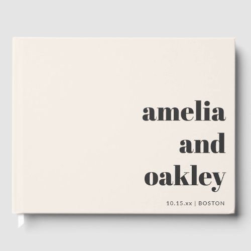 Modern Retro Ivory Wedding Keepsake Couple Names Guest Book