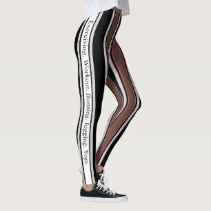 Modern retro l Personalized text l Stripes l Black Leggings