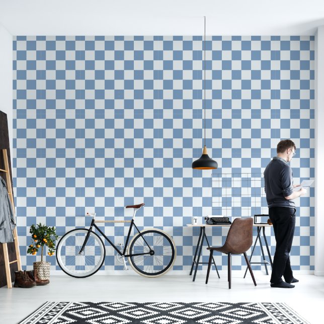 Modern Retro Large Square Checkerboard Pattern Wallpaper (Living Room)