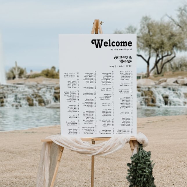Modern Retro Lettering Alphabetical Seating Chart Foam Board (Creator Uploaded)