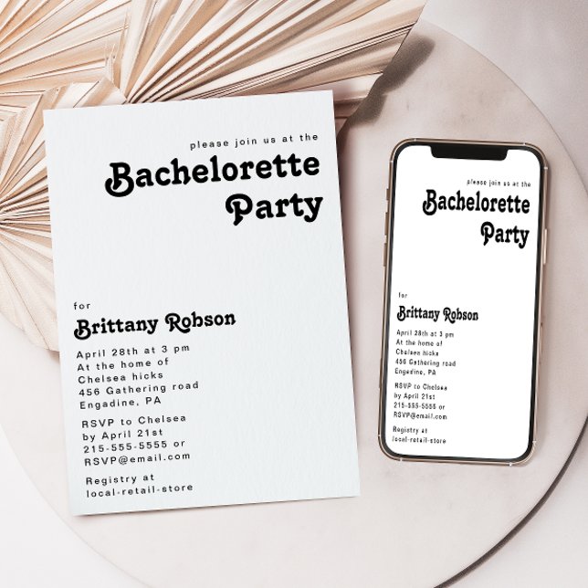 Modern Retro Lettering Bachelorette Party Invitation (Creator Uploaded)