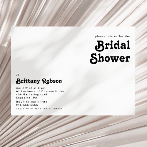 Modern Retro Lettering Bridal Shower Invitation
