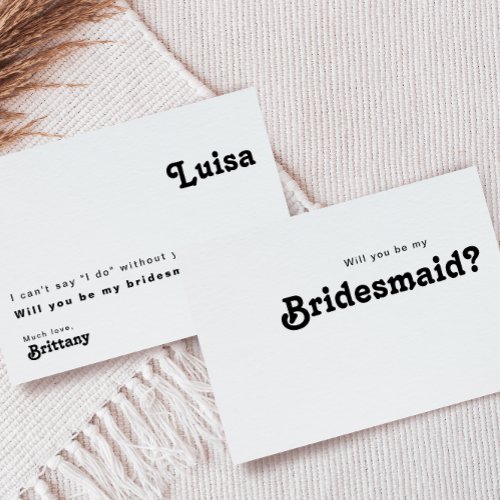 Modern Retro Lettering Bridesmaid Proposal Card