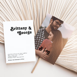 Modern Retro Lettering Casual Photo Monogram Invitation