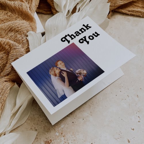 Modern Retro Lettering Folded Photo Thank You Card