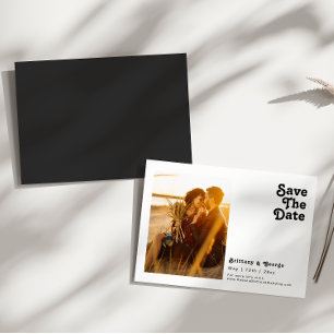 Modern Retro Lettering Horizontal Save The Date Magnetic Invitation