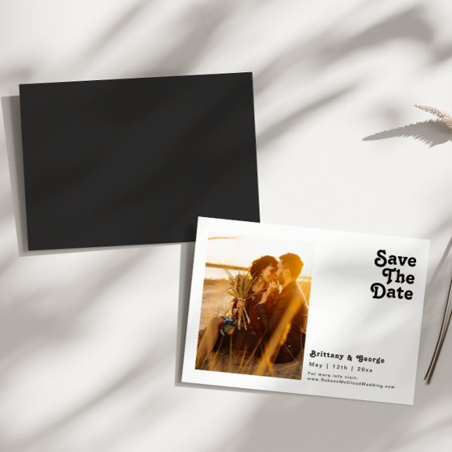 Modern Retro Lettering Horizontal Save The Date Magnetic Invitation (Creator Uploaded)