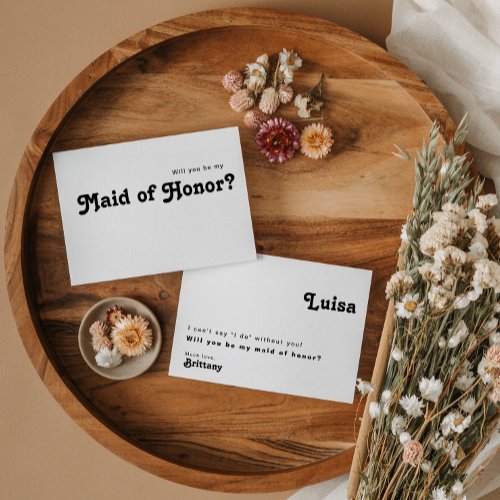 Modern Retro Lettering Maid of Honor Proposal Card