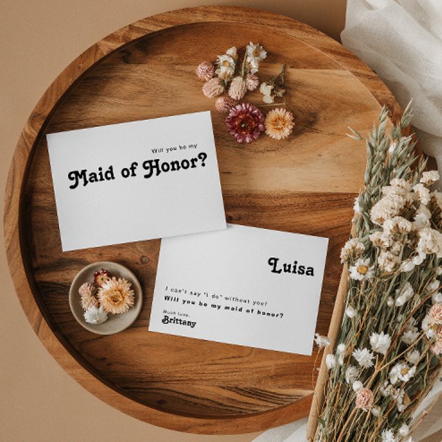Modern Retro Lettering Maid of Honor Proposal Card (Creator Uploaded)