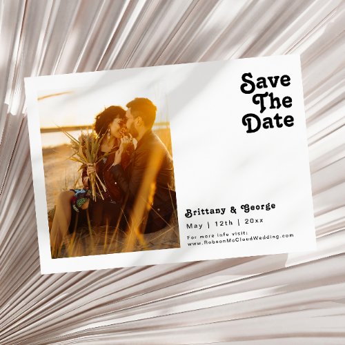 Modern Retro Lettering Photo Horizontal Save The Date