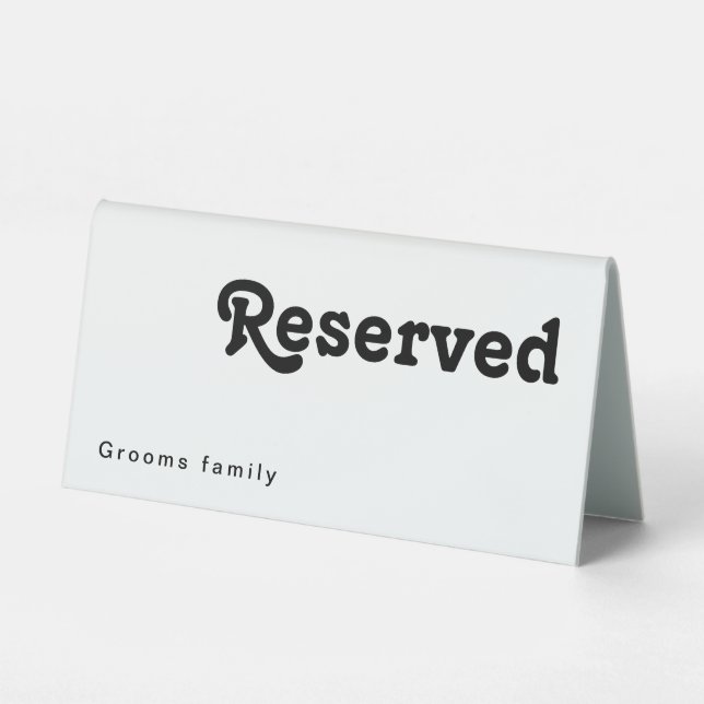 Modern Retro Lettering Reserved Table Tent (Front)